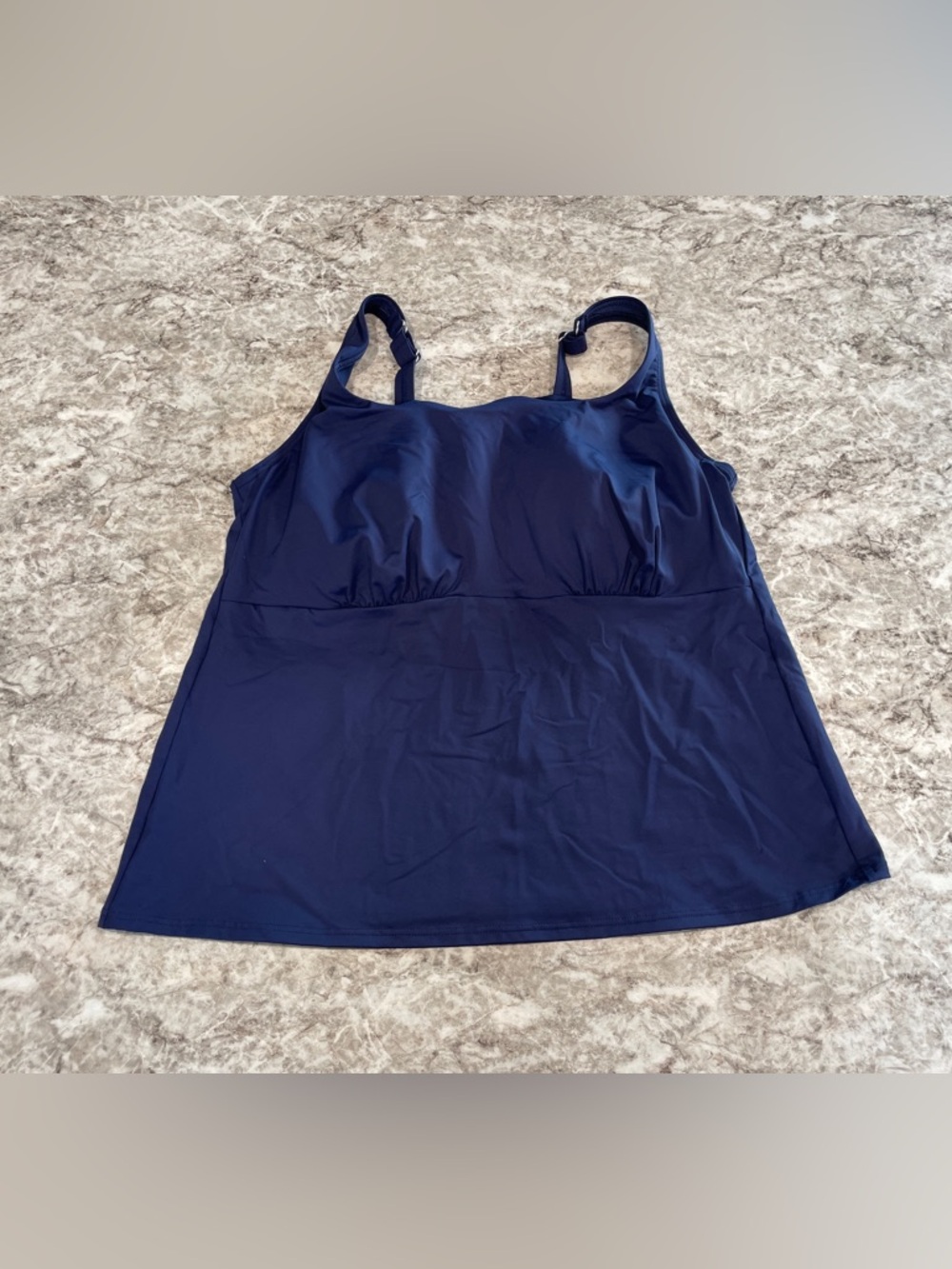 Lands’ End Blue Underwire Tankini Swim Top Size 16W DD NWT Lycra Xtra Life